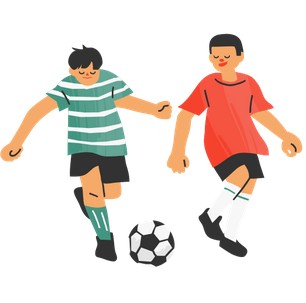 サッカーをするふたりの子どものイラスト